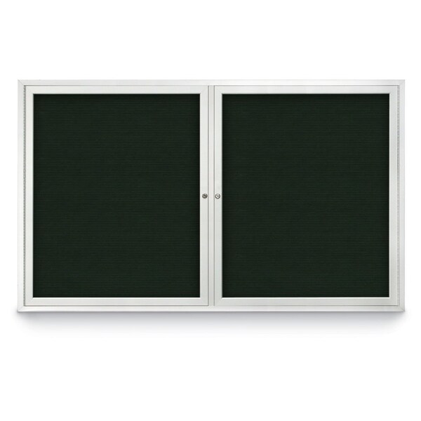 96"x48" 2-Door Enclosed Outdoor Letterboard, Green Felt/Satin